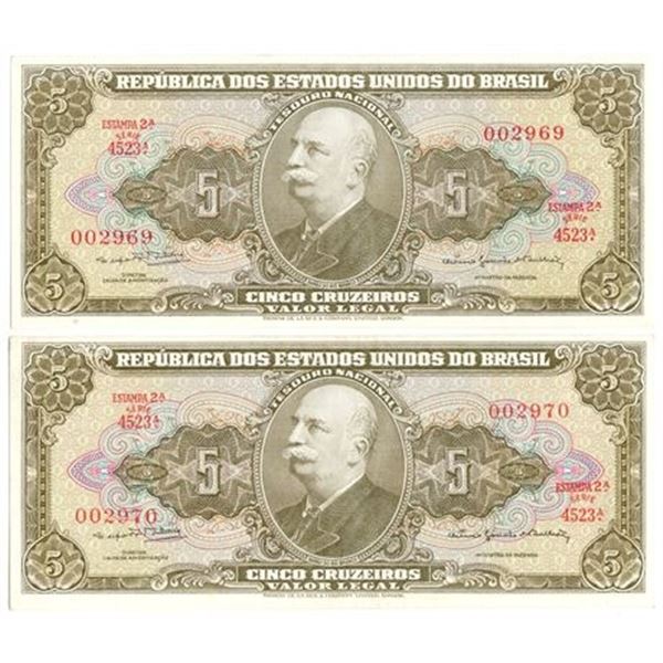 Group of 2 BRAZIL. P#158 ND (1953-59) Five Cruzeiros