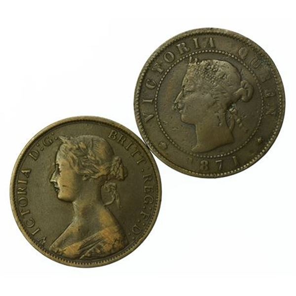 Group of 2 CANADA, Nova Scotia. 1861 and 1871 Cents