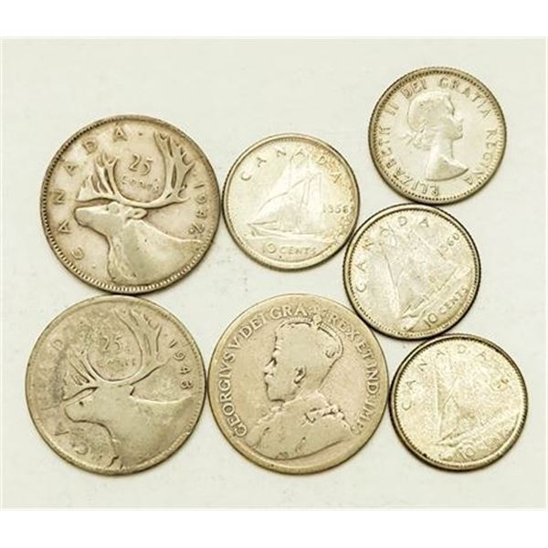 Group of 7 CANADA. Ten and 25 Cents