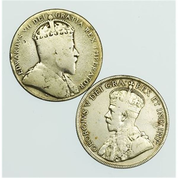 Group of 2 CANADA, New Foundland. KM#11 and KM#12 1904 and 1917 50 Cents