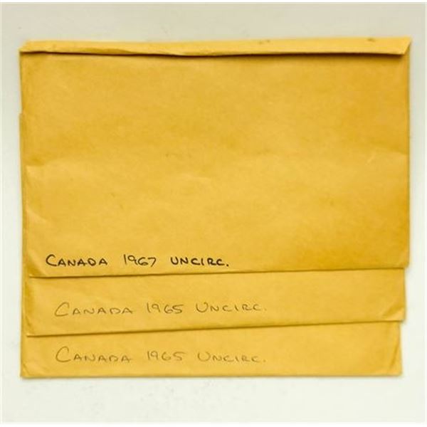 Group of 3 CANADA. 1965, 1965, 1967 Uncirculated Sets