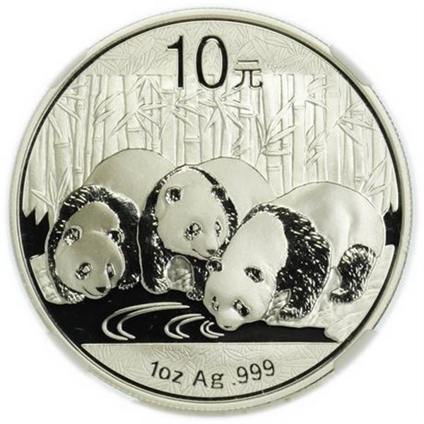 CHINA.  2013 Silver Panda Ten Yuan NGC MS-70