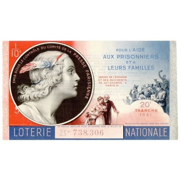 FRANCE. 1941 Lottery Ticket for POWs