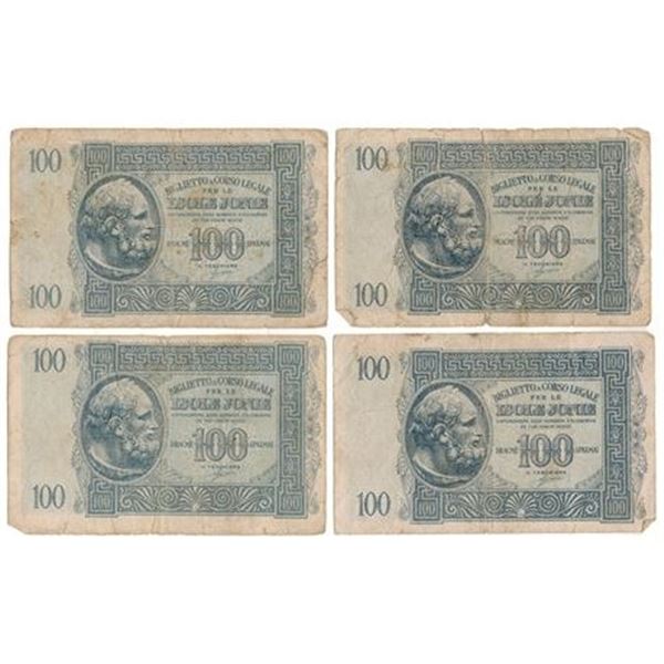 Group of 4 GREECE, Corfu. P#M15 ND (1941) 100 Drachmai