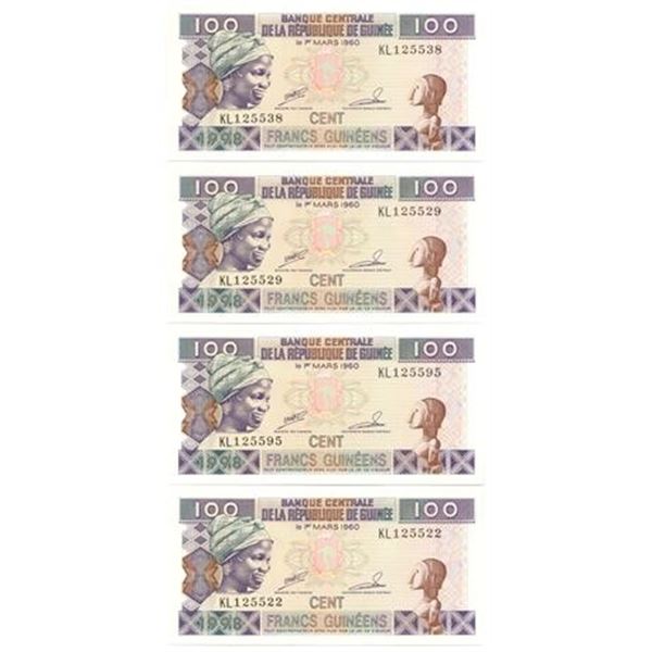 Group of 4 GUINEA. P#35 1998 100 Francs