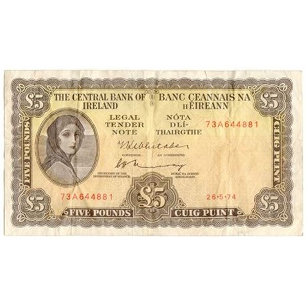 IRELAND. P#65C 1974 Five Pounds