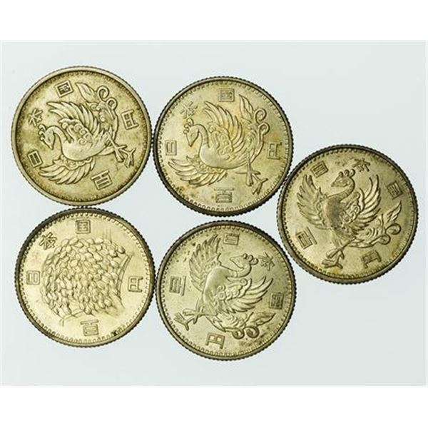 Group of 5 JAPAN. Y#77 and Y#78 100 Yen