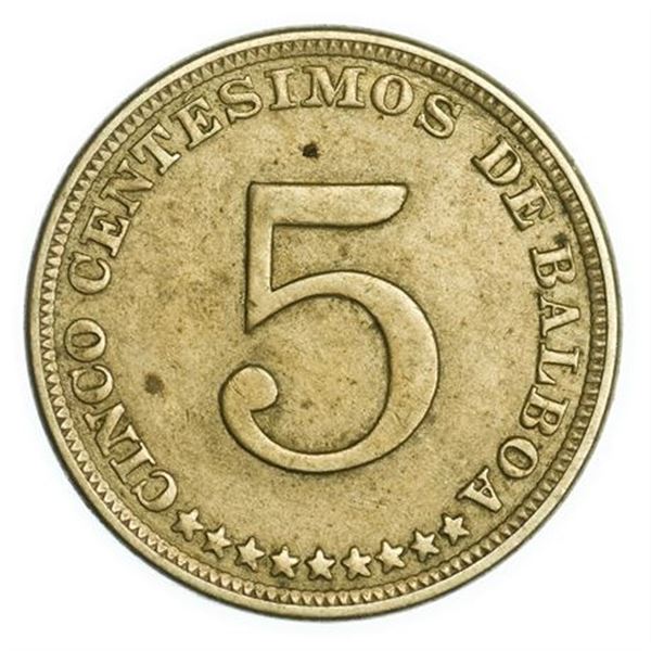 PANAMA. KM#9 1929 Five Centesimos