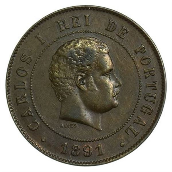 PORTUGAL. KM#533 1891-A 20 Reis