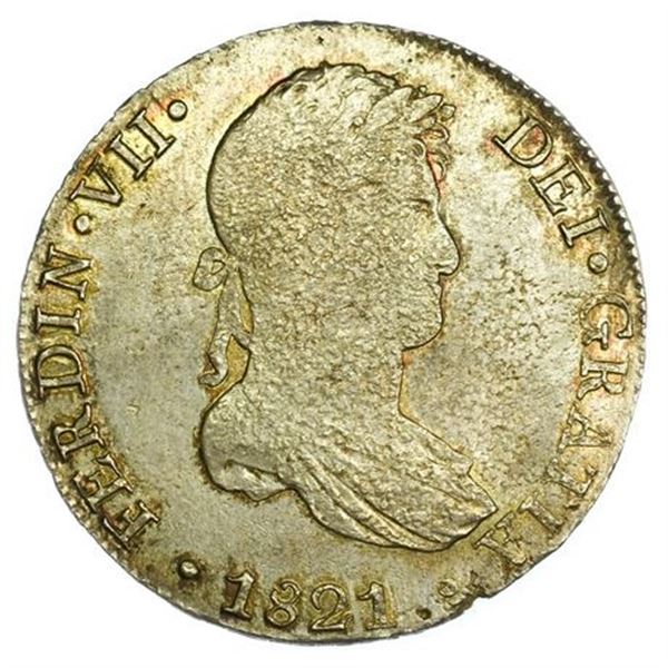 PERU. KM#117.1 1821 JP Eight Reales Struck with Rusted Die