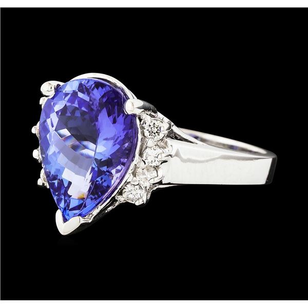 4.56 ctw Tanzanite and Diamond Ring - 14KT White Gold