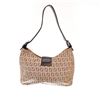Image 1 : Fendi Beige Vintage Monogram Zucchino Black Leather Shoulder Bag