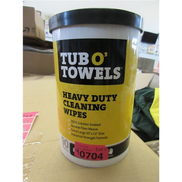 4 Tub O' Towels Heavy Duty Wipes - 90 per tub