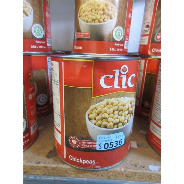 5 x 2.84 Liter Cans of Clic Chickpeas - Dented Cans