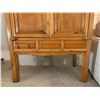 Image 8 : Wooden Double-Door Cabinet w/ 2 Interior Drawers 42"W x 21"D x 70" H (Missing Back Leg, Left)