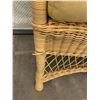 Image 25 : 4 Wicker Patio Chairs with Yellow Cushions 27" W x 20 1/2" D x 33 3/4" H (shows wear and  tear)