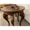 Image 8 : 2 Antique Wood Stools (Round - 15" Dia, 19 3/4" Ht, Rectangle - 15 1/4" W x 11 1/2" D x 19 3/4" H)