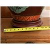 Image 8 : Pair of Vintage Asian Lamps, Hand Painted Wooden Vessel Base (10 1/2" Dia, 15" H, Full Ht 30" H)