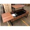 Image 2 : Coffee Table w/ Storage, Wood Veneer, Metal Legs & Interior Hardware - Converts to Desk 43x21.5x18H