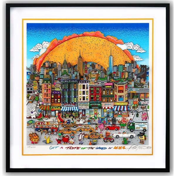 Charles Fazzino- 3D Construction Silkscreen Serigraph "Get A Taste of the World in N.Y.C"