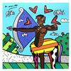 Image 1 : Britto, "Sagittarius Black" Hand Signed Limited Edition Giclee on Canvas; Authenticated.