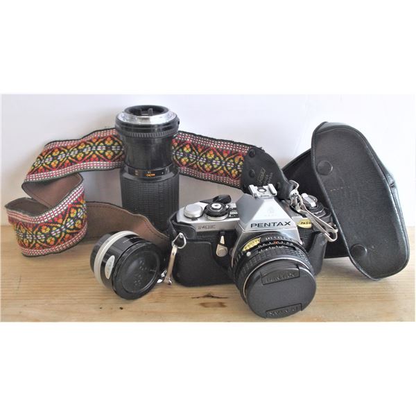 Vintage Pentax Camera and Two Lenses - All Have Cases