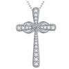 Image 1 : .925 Silver Necklace, with Cubic Zirconia Cross Pendant