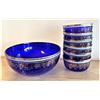 Image 1 : Cobalt Blue Glass Bowls with Gold