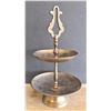 Image 1 : Two Tiered Metal Serving Tray, 8" Height