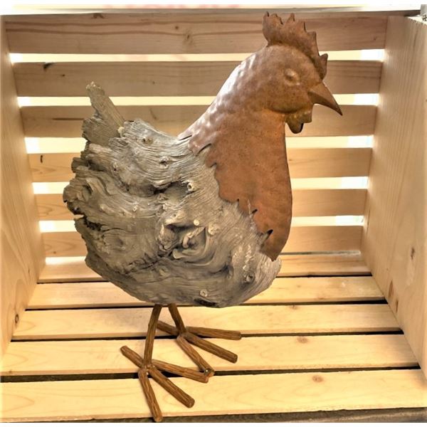 Rustic Rooster - Living Edge Style Art (resin and metal)