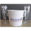 Image 1 : Molson Beer Bucket and Two Rickards Beer Glasses