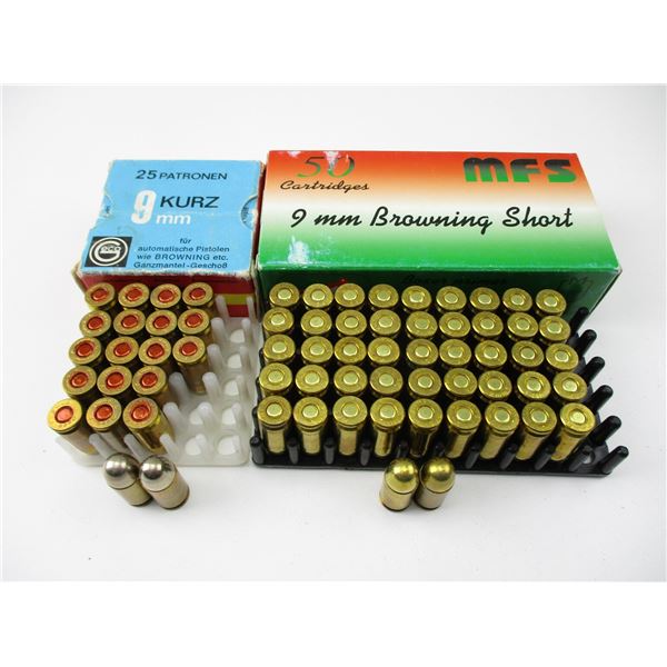 ASSORTED 9MM SHORT AMMO LOT