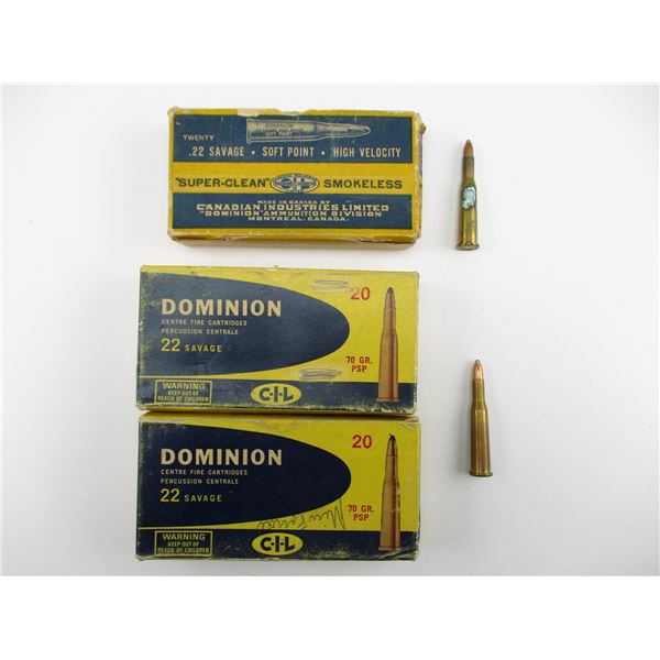 ASSORTED .22 SAVAGE AMMO