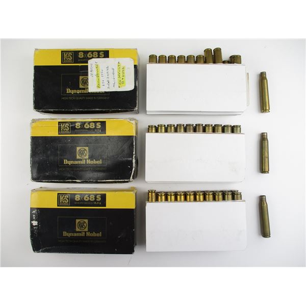 RWS 8X68 S AMMO AND BRASS CASE LOT