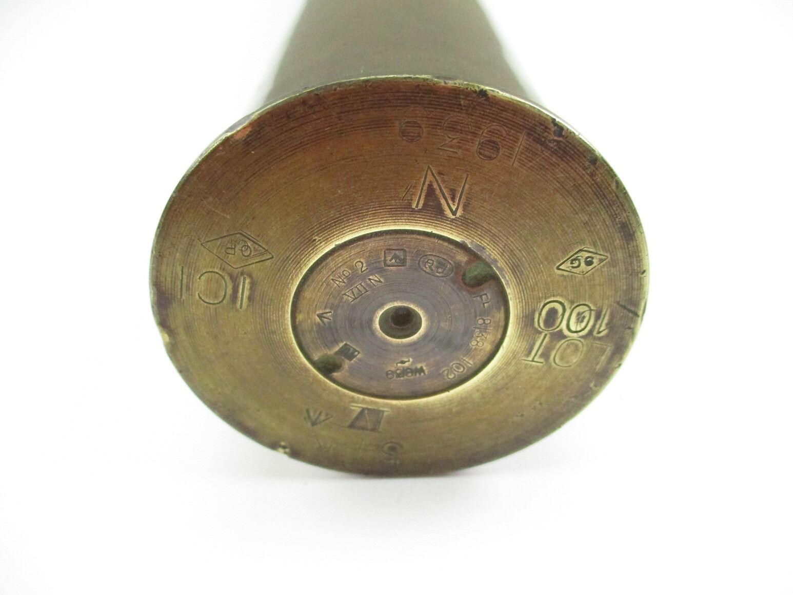 WWII BRITISH 3-PDR NAVY SHELL CASING