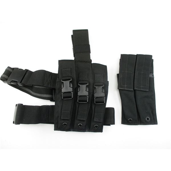 BLACK NYLON LEG DROP MAGAZINE POUCHES