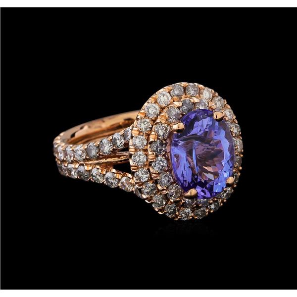 4.30 ctw Tanzanite and Diamond Ring - 14KT Rose Gold