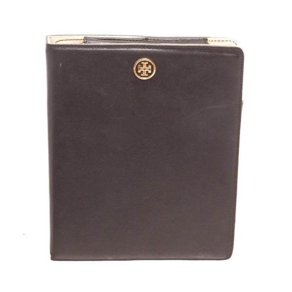 Tory Burch Black Leather Robinson Flip Tablet Case