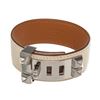Image 1 : Hermes Beige Leather Palladium Plated Collier de Chien CDC Bracelet