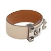 Image 2 : Hermes Beige Leather Palladium Plated Collier de Chien CDC Bracelet
