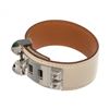 Image 5 : Hermes Beige Leather Palladium Plated Collier de Chien CDC Bracelet