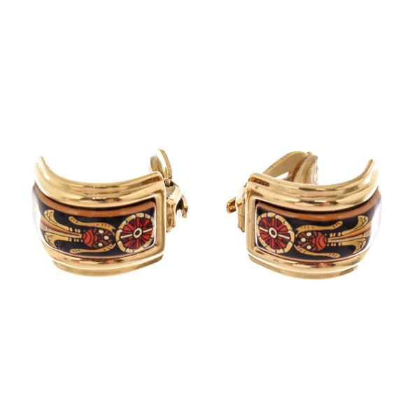 Hermes Orange Enamel Clip-on Earrings