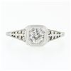 Image 4 : Antique Art Deco 18k Gold European Diamond Solitaire Filigree Engagement Ring