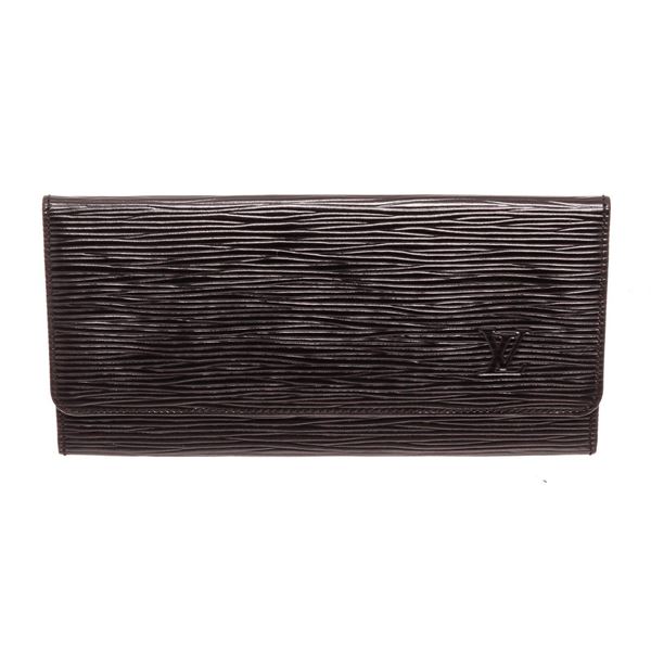 Louis Vuitton Black Epi Leather Flap Long Wallet