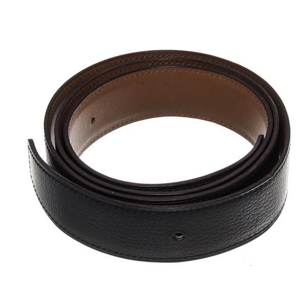 Hermes Black Brown Reversable No Buckle Strap 95 Belt