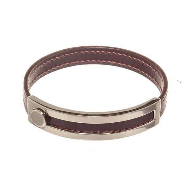 Hermes Black Leather Pousse Bracelet