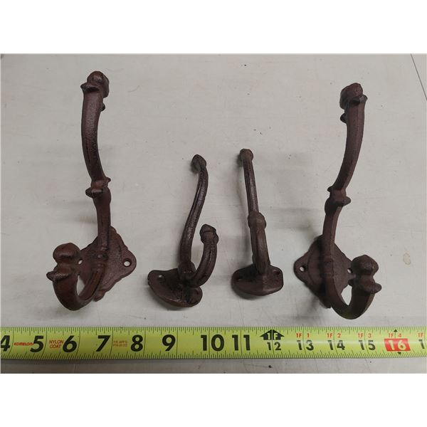 4 7" Ornate Iron Coat Hooks