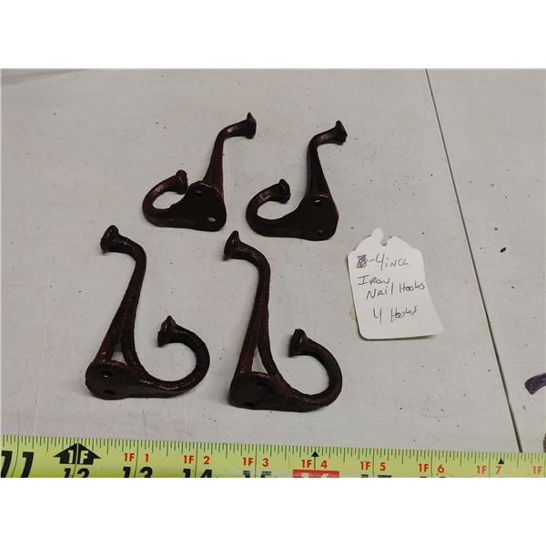 4 Iron 4 Inch Nail Hooks