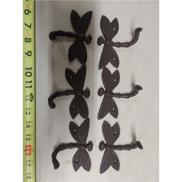 6 Brown Iron 3 1/2" Dragon Fly Hooks