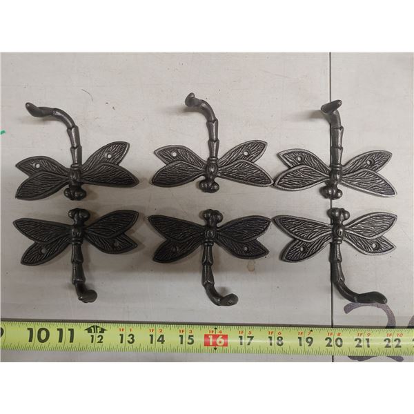 6 Metal Colored Iron 3 1/2" Dragon Fly Hooks